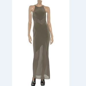 T by Alexander Wang Mesh Paneled Silk Maxi Dress